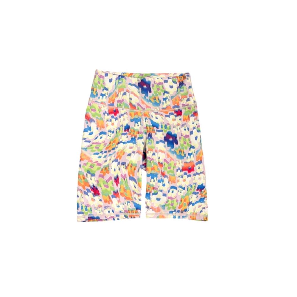 Fabletics High Waist PowerHold Floral Multicolor Biker Athletic Shorts Small